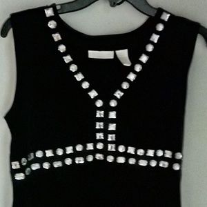 FANCY FORMAL BLACK TANK TOP RHINESTONES